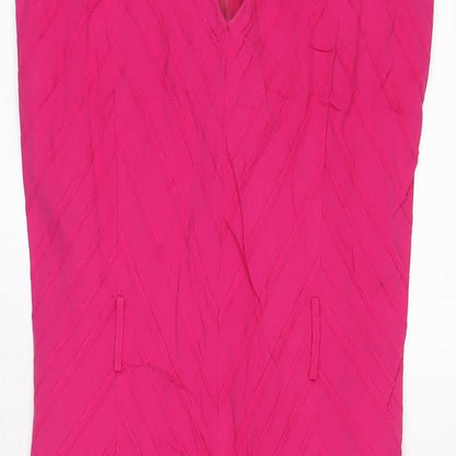 New Look Womens Pink Cotton A-Line Size 10 V-Neck Zip