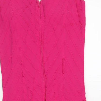 New Look Womens Pink Cotton A-Line Size 10 V-Neck Zip