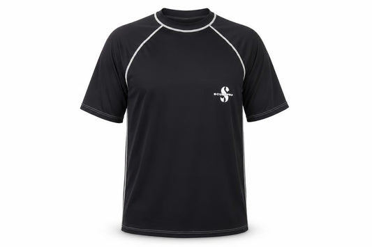 Scubapro Mens Black Polyester Basic T-Shirt Size S Mock Neck Pullover