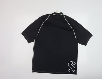 Scubapro Mens Black Polyester Basic T-Shirt Size S Mock Neck Pullover