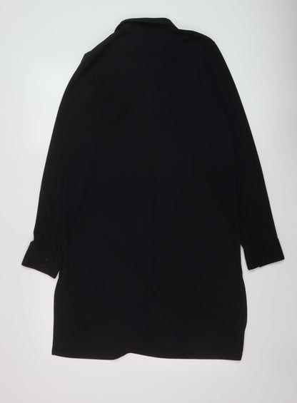 CCDK Womens Black Polyester Shirt Dress Size 14 Collared Button
