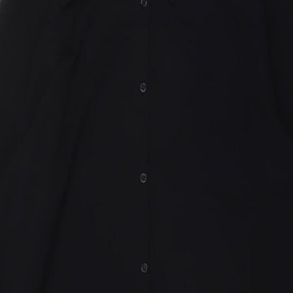 CCDK Womens Black Polyester Shirt Dress Size 14 Collared Button