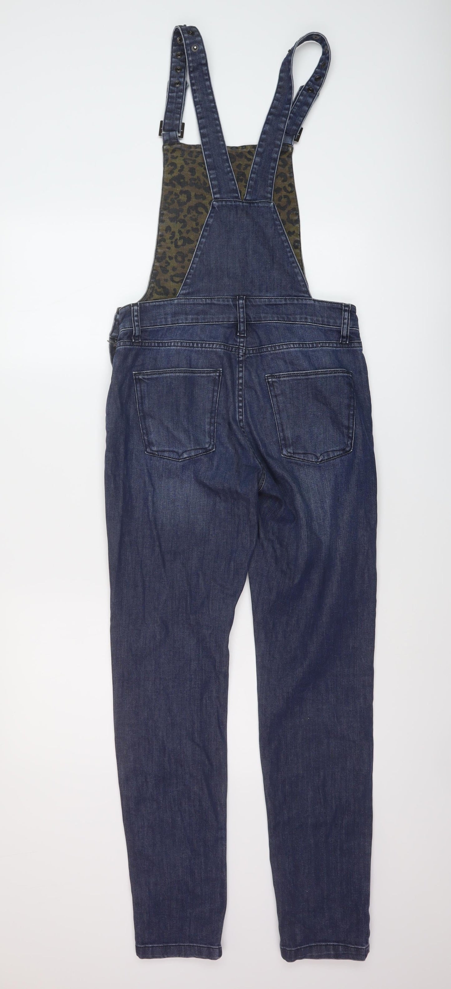 IDA Womens Blue Cotton Dungaree One-Piece Size S L30 in Button