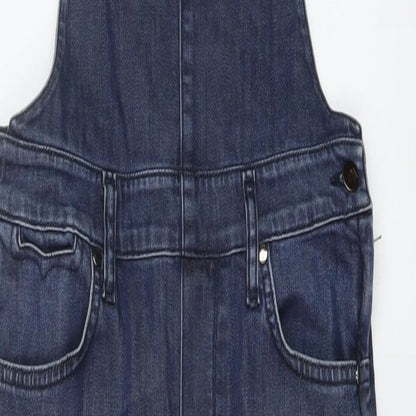 IDA Womens Blue Cotton Dungaree One-Piece Size S L30 in Button