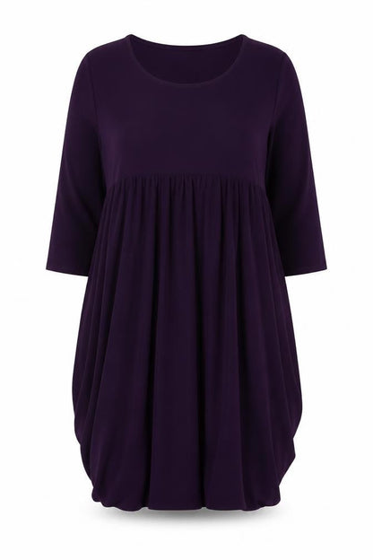 Nicole Womens Purple Polyester A-Line Size L Round Neck Pullover