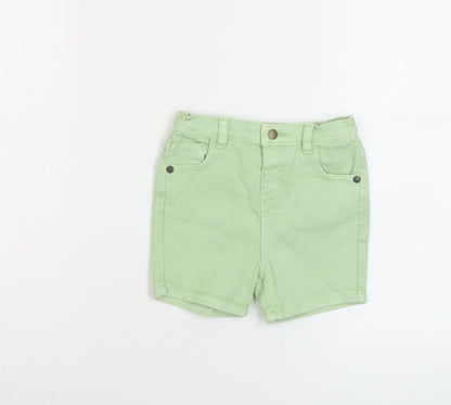 Marks and Spencer Boys Green Cotton Bermuda Shorts Size 2 Years Regular Zip
