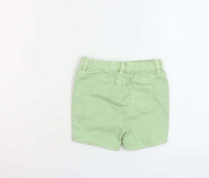 Marks and Spencer Boys Green Cotton Bermuda Shorts Size 2 Years Regular Zip