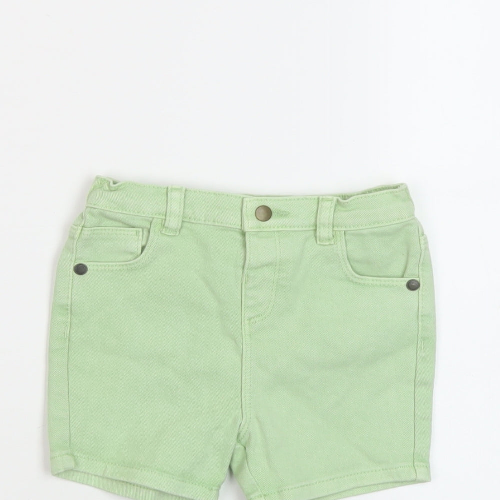 Marks and Spencer Boys Green Cotton Bermuda Shorts Size 2 Years Regular Zip