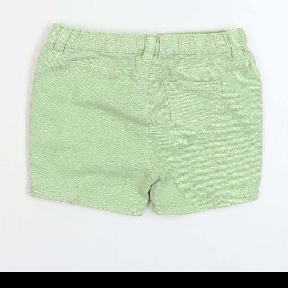 Marks and Spencer Boys Green Cotton Bermuda Shorts Size 2 Years Regular Zip