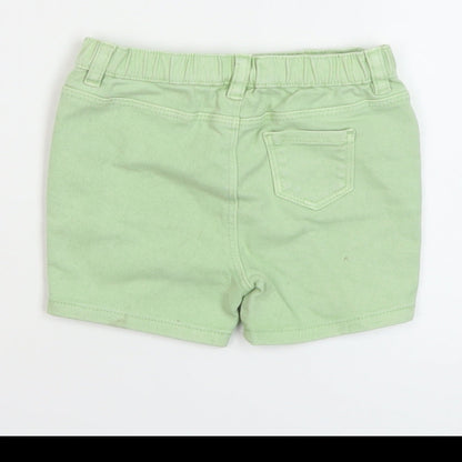 Marks and Spencer Boys Green Cotton Bermuda Shorts Size 2 Years Regular Zip