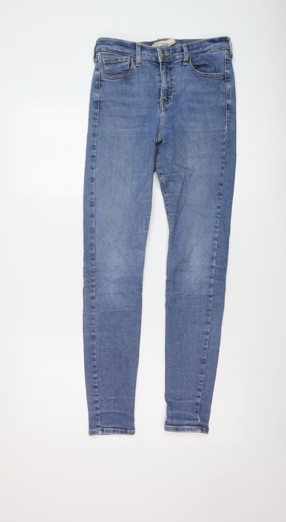 Topshop Womens Blue Cotton Skinny Jeans Size 28 in L29 in Regular Button