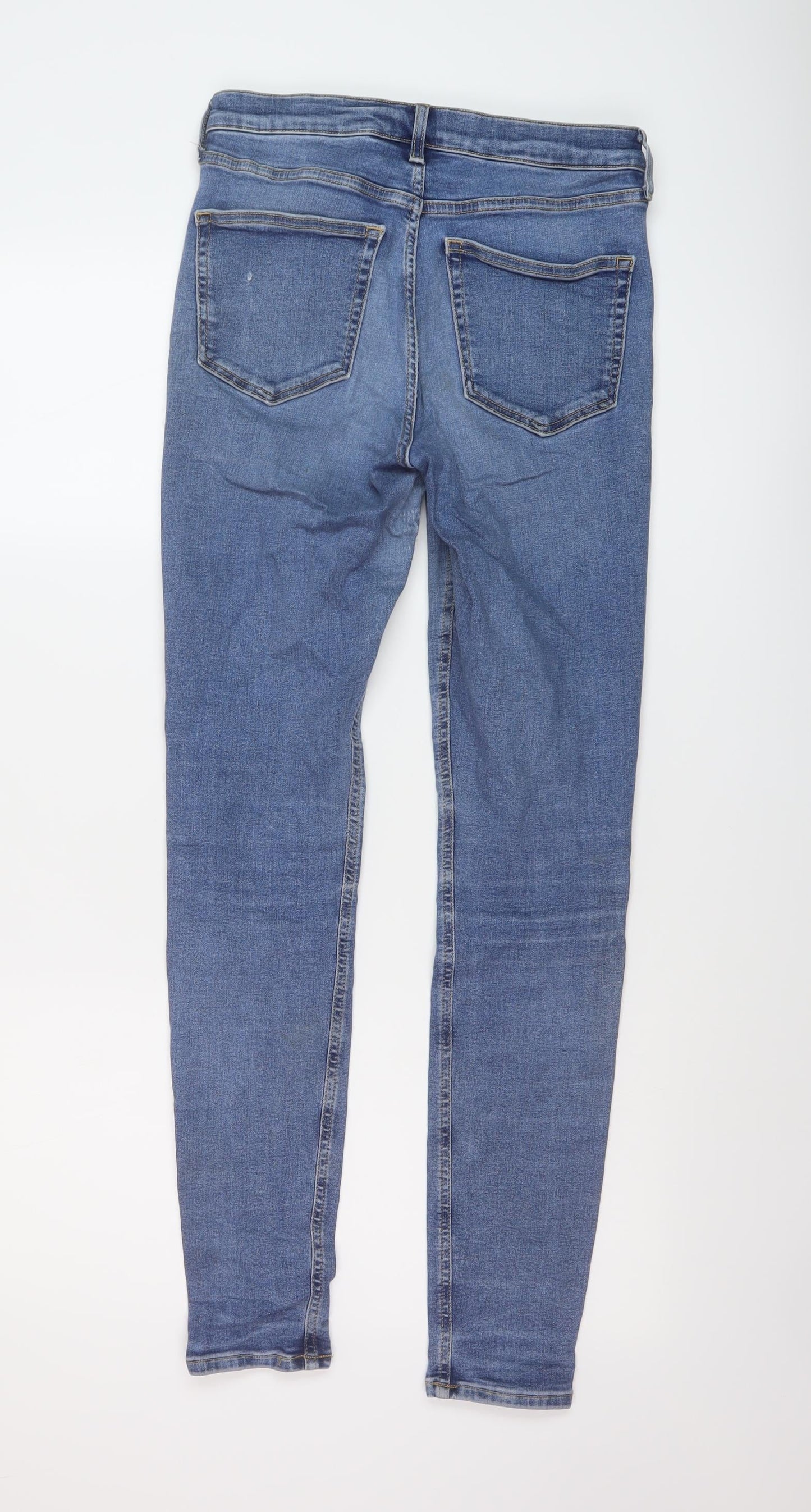Topshop Womens Blue Cotton Skinny Jeans Size 28 in L29 in Regular Button
