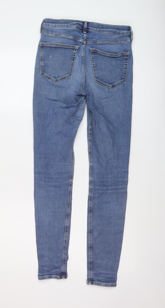 Topshop Womens Blue Cotton Skinny Jeans Size 28 in L29 in Regular Button