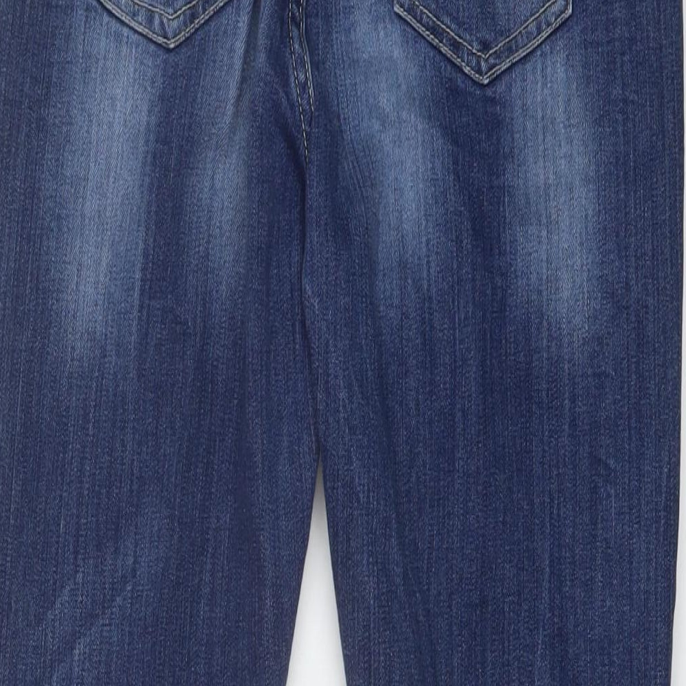 Blue Diamond Womens Blue Cotton Straight Jeans Size 12 L28 in Regular Button