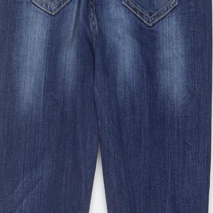 Blue Diamond Womens Blue Cotton Straight Jeans Size 12 L28 in Regular Button