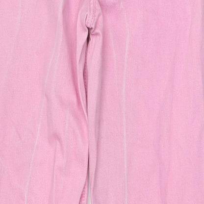 Denim & Co. Womens Pink Cotton Wide-Leg Jeans Size 6 L32 in Regular Button