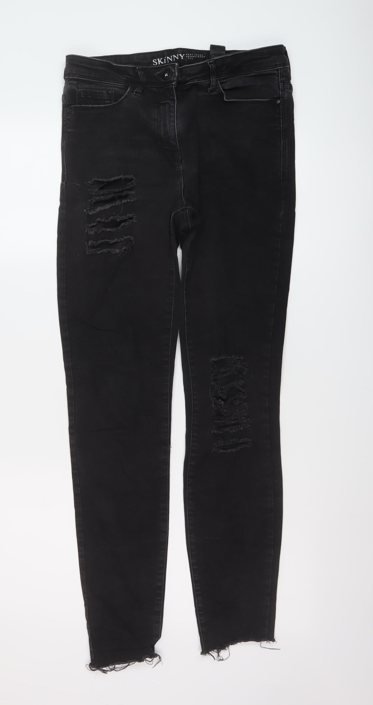 NEXT Womens Grey Cotton Skinny Jeans Size 10 L20 in Regular Button