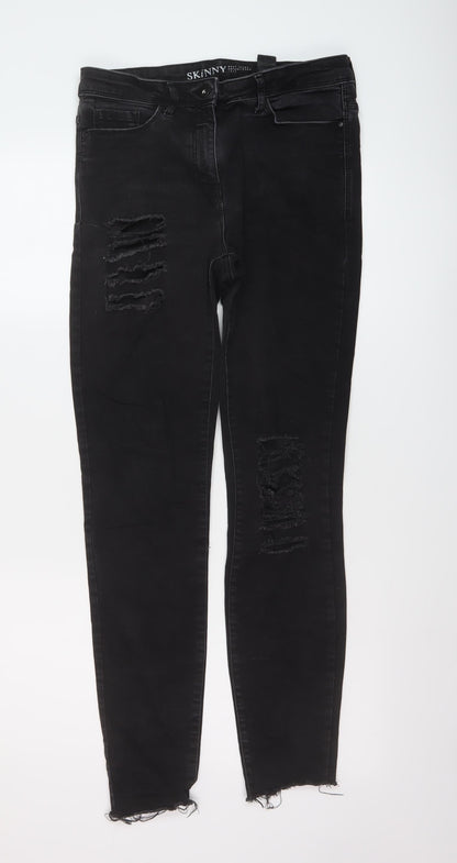 NEXT Womens Grey Cotton Skinny Jeans Size 10 L20 in Regular Button