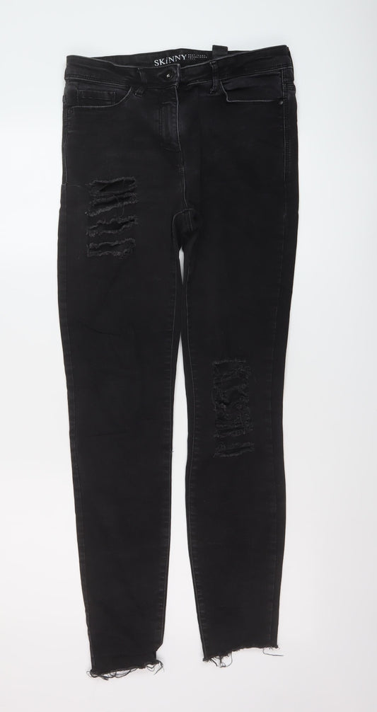 NEXT Womens Grey Cotton Skinny Jeans Size 10 L20 in Regular Button