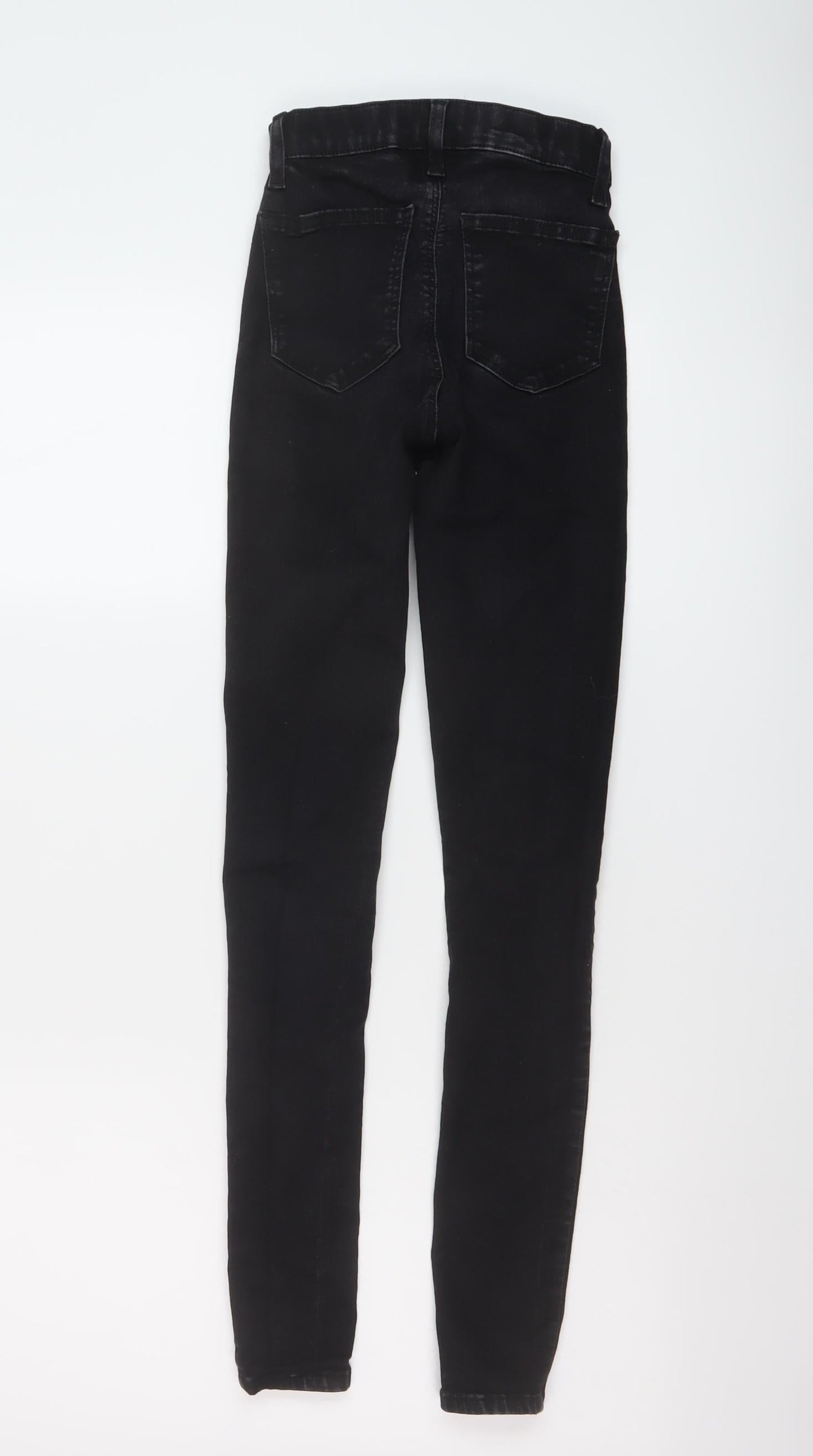 Topshop Womens Black Cotton Skinny Jeans Size 24 in L27 in Regular Button