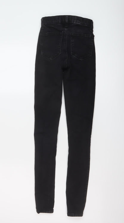 Topshop Womens Black Cotton Skinny Jeans Size 24 in L27 in Regular Button