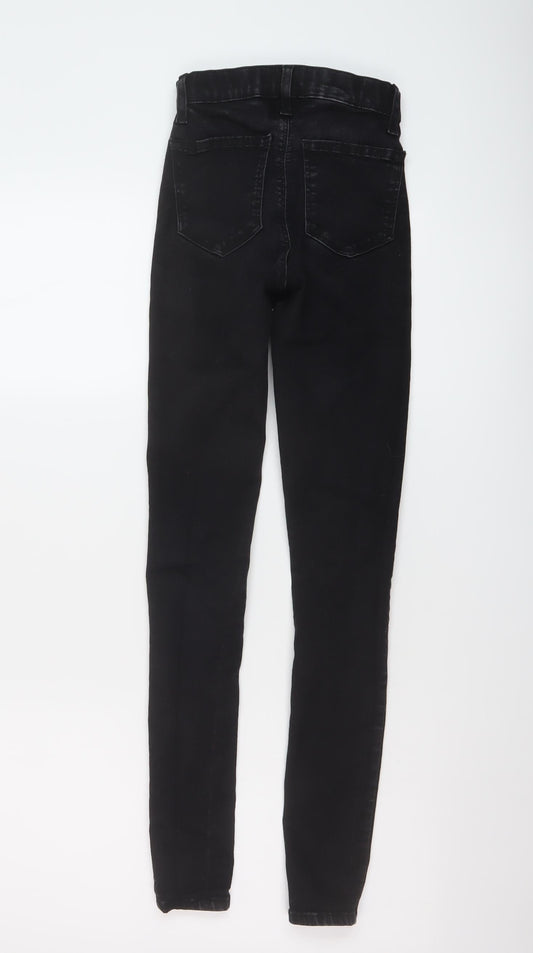 Topshop Womens Black Cotton Skinny Jeans Size 24 in L27 in Regular Button