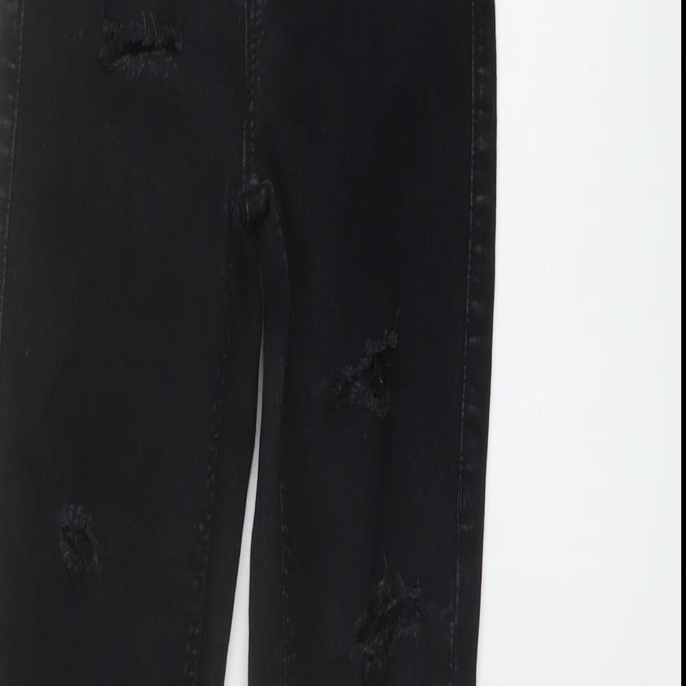 Topshop Womens Black Cotton Skinny Jeans Size 24 in L27 in Regular Button