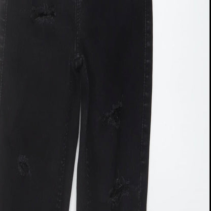 Topshop Womens Black Cotton Skinny Jeans Size 24 in L27 in Regular Button