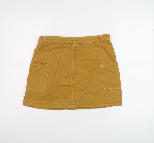 BDG Womens Brown Cotton Mini Skirt Size M Button