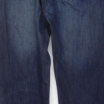 Denim & Co. Mens Blue Cotton Straight Jeans Size 32 in L30 in Regular Button