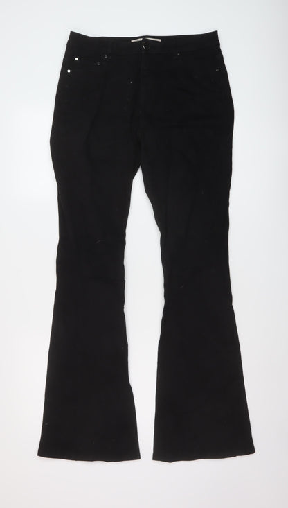 ASOS Womens Black Cotton Bootcut Jeans Size 30 L32 in Regular Button