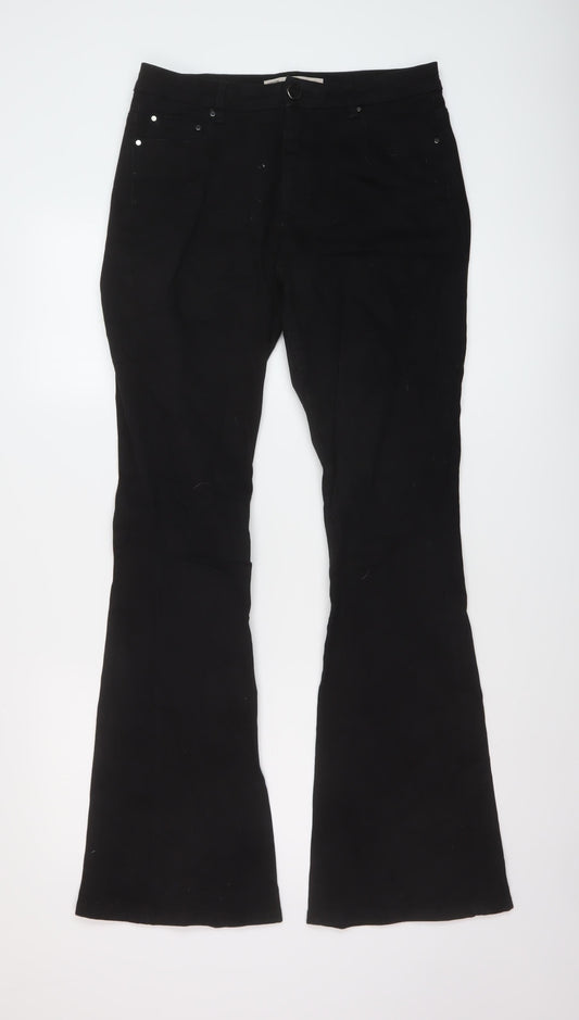 ASOS Womens Black Cotton Bootcut Jeans Size 30 L32 in Regular Button