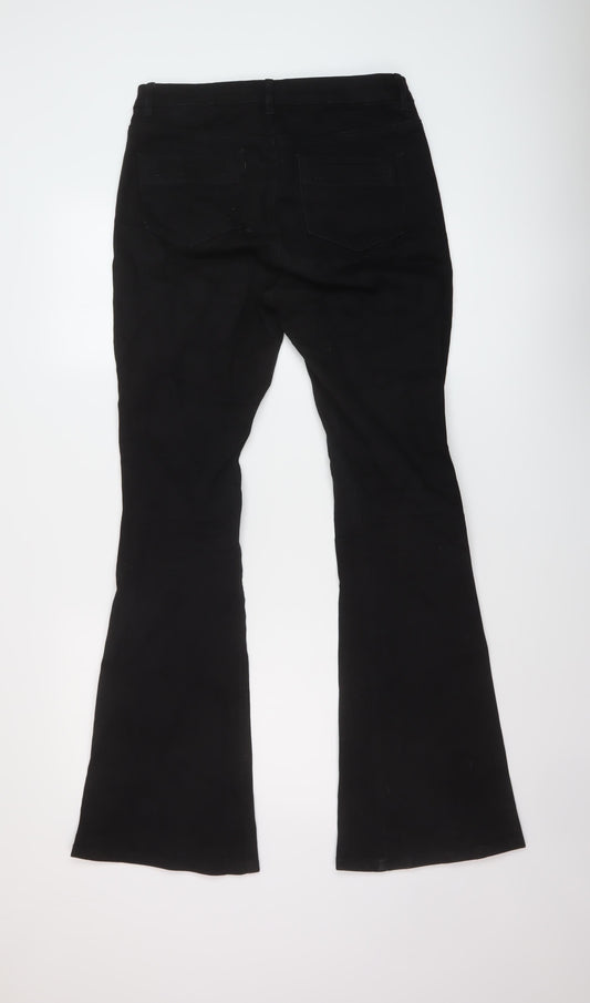 ASOS Womens Black Cotton Bootcut Jeans Size 30 L32 in Regular Button