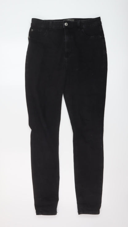 Denim & Co. Womens Black Cotton Skinny Jeans Size 12 L29 in Regular Button