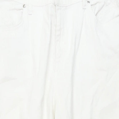 Per Una Womens White Cotton Capri Jeans Size 18 L23 in Regular Button