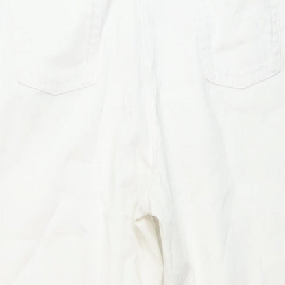 Per Una Womens White Cotton Capri Jeans Size 18 L23 in Regular Button