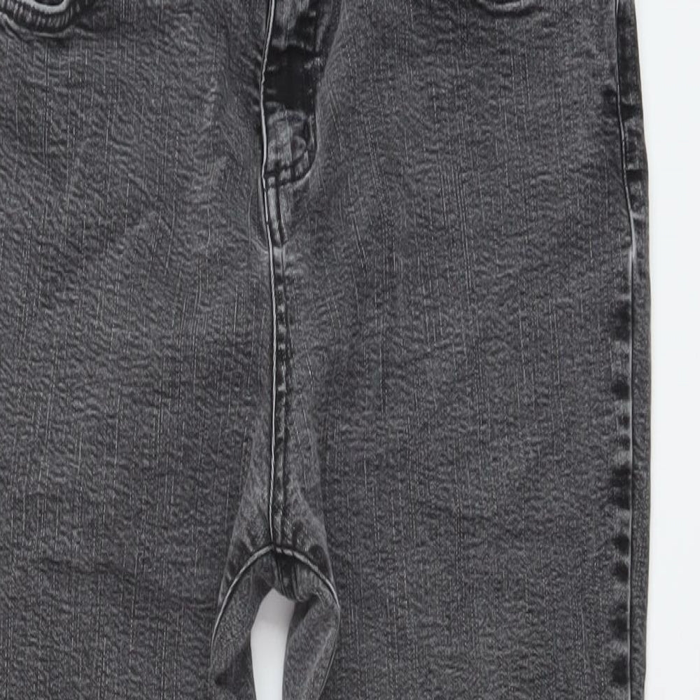 Per Una Womens Grey Cotton Straight Jeans Size 14 L27 in Regular Button