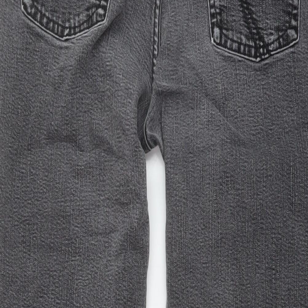 Per Una Womens Grey Cotton Straight Jeans Size 14 L27 in Regular Button