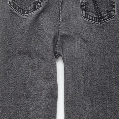 Per Una Womens Grey Cotton Straight Jeans Size 14 L27 in Regular Button