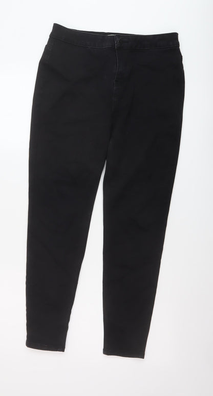 TU Womens Black Cotton Skinny Jeans Size 14 L26 in Regular Button