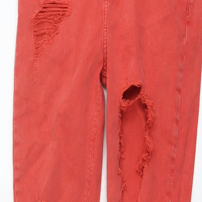 Womens UK Size 10 River Island Regular Fit Skinny Red Jeans