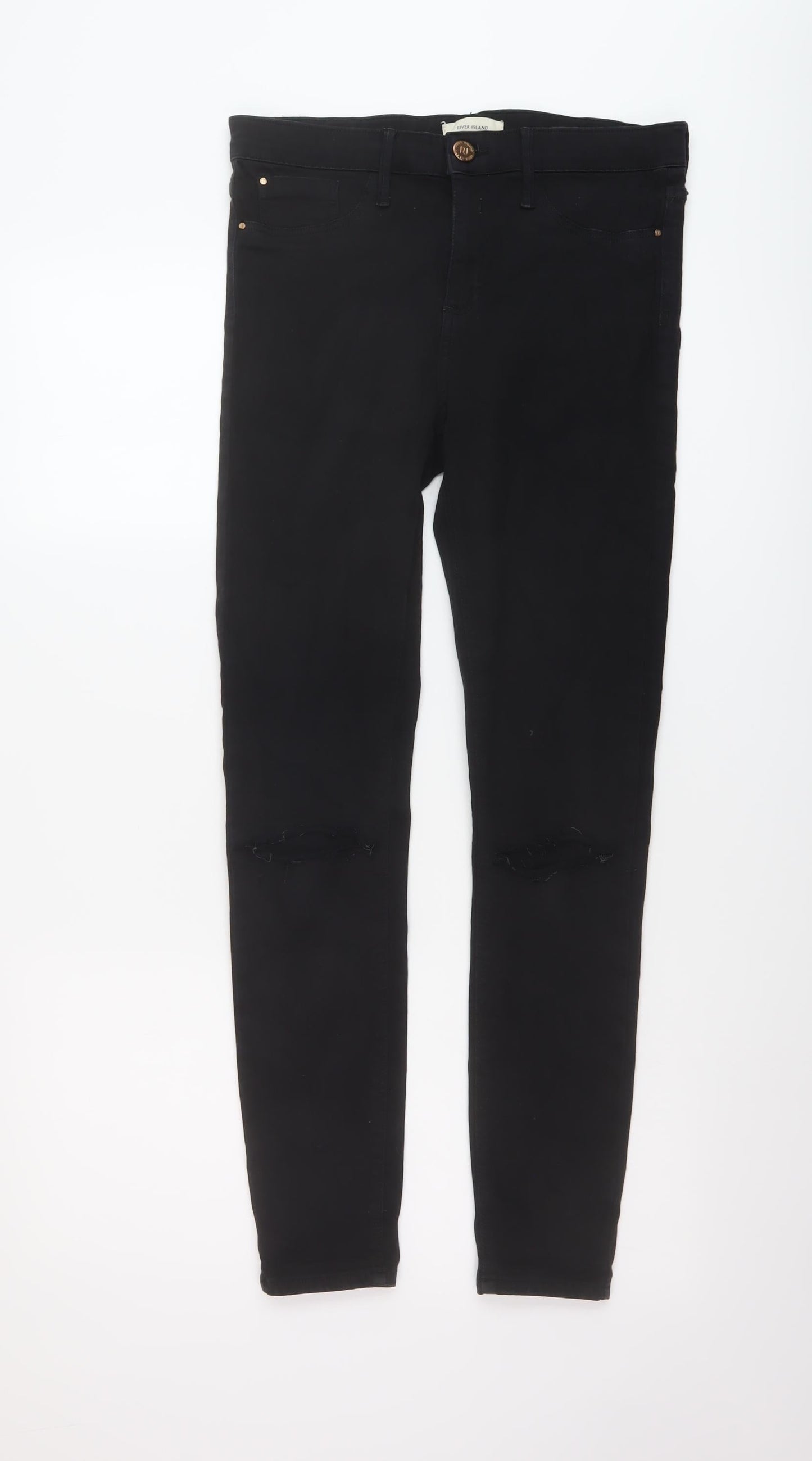 River Island Womens Black Cotton Skinny Jeans Size 12 L29 in Regular Button