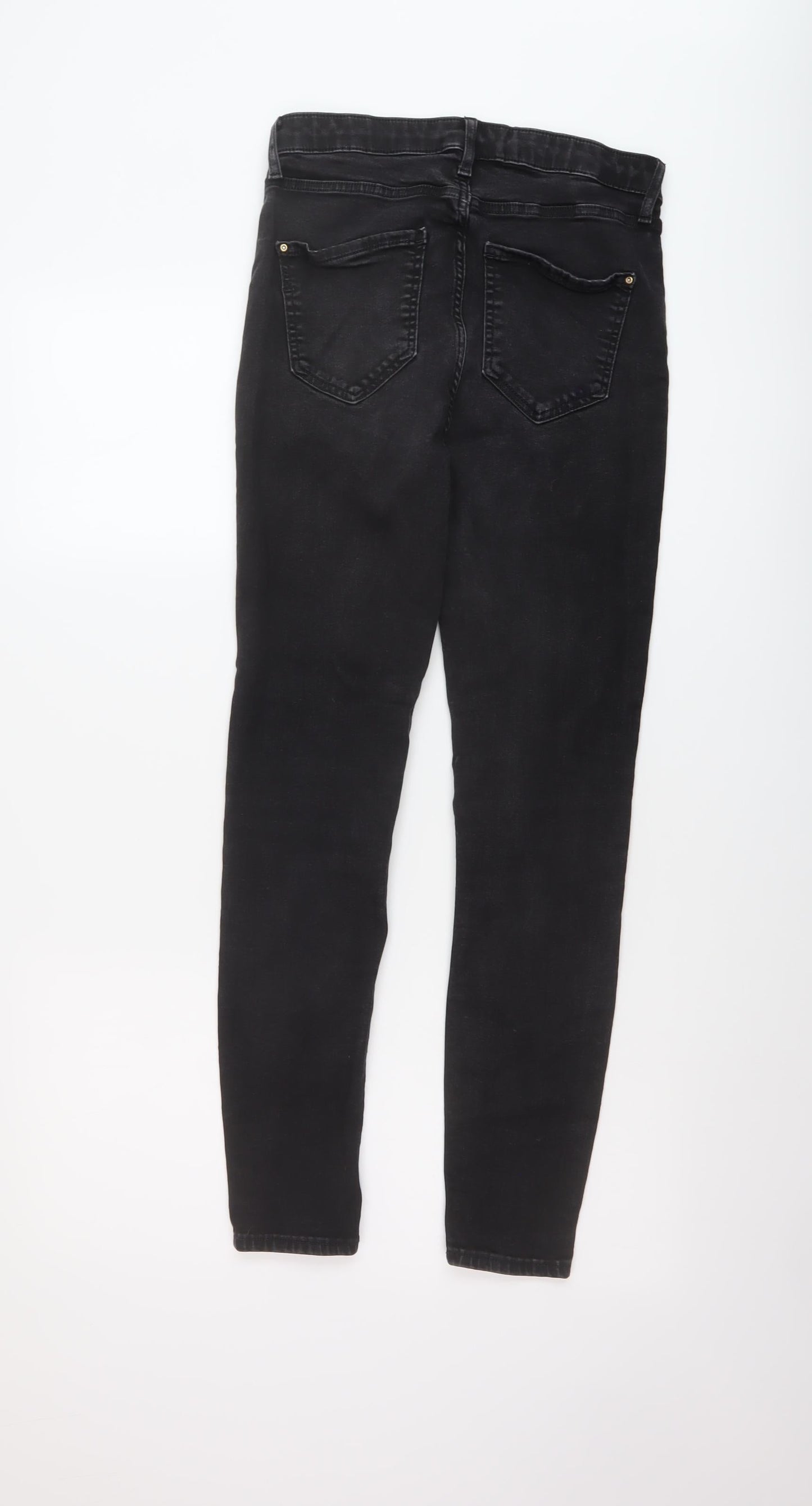 River Island Womens Black Cotton Skinny Jeans Size 12 L26 in Regular Button