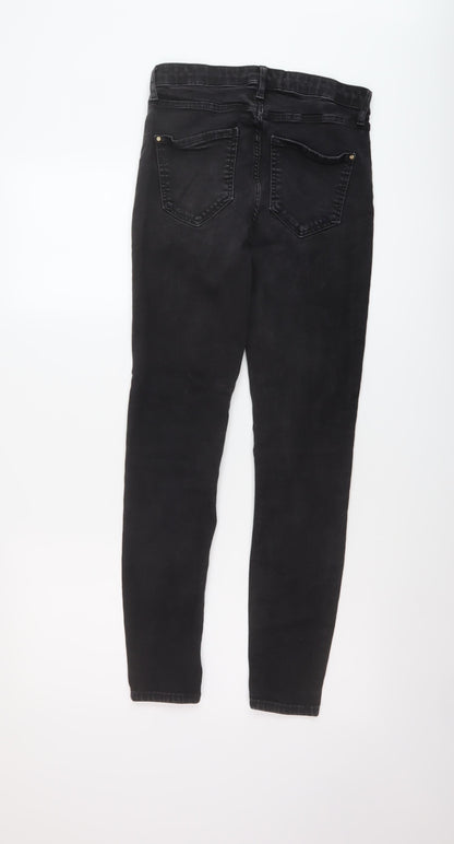 River Island Womens Black Cotton Skinny Jeans Size 12 L26 in Regular Button