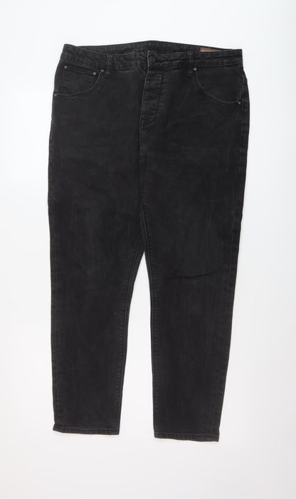 ASOS Womens Black Cotton Tapered Jeans Size 34 in L27 in Regular Button
