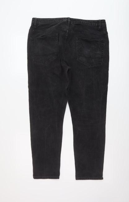 ASOS Womens Black Cotton Tapered Jeans Size 34 in L27 in Regular Button