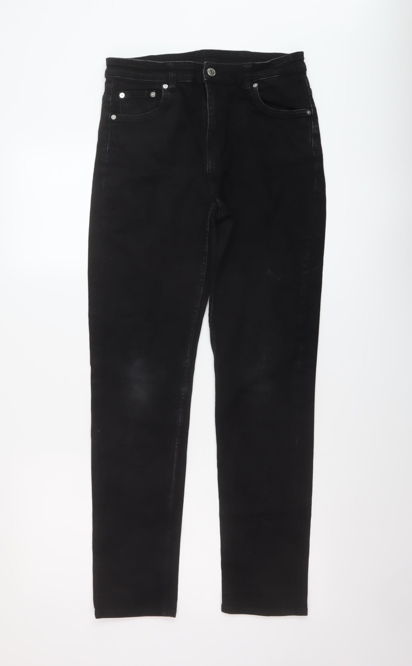 Womens UK Size 29 in Weekday Regular Fit Straight Black Jeans