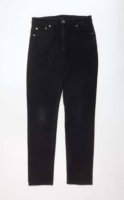 Womens UK Size 29 in Weekday Regular Fit Straight Black Jeans