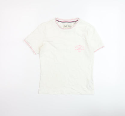 Jack Wills Womens White Cotton Basic T-Shirt Size 8 Crew Neck