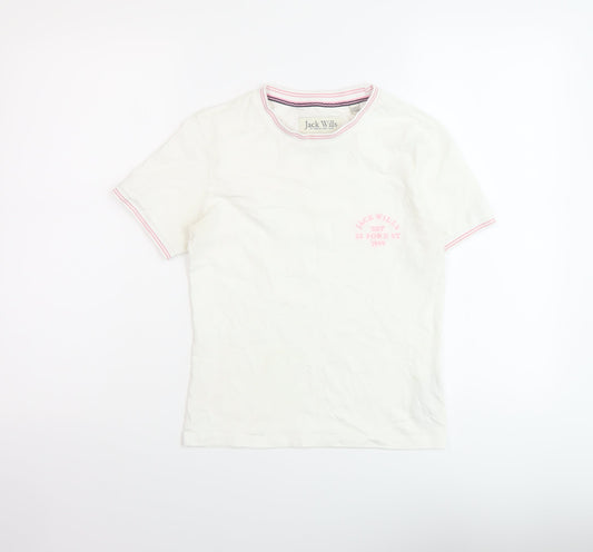 Jack Wills Womens White Cotton Basic T-Shirt Size 8 Crew Neck